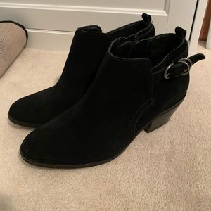 Black leather and suede boots
